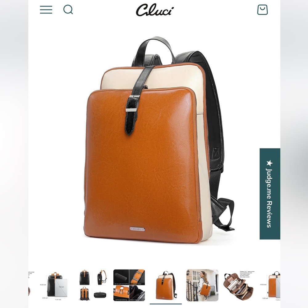 Cluci Tan and Cream Leather Backpack